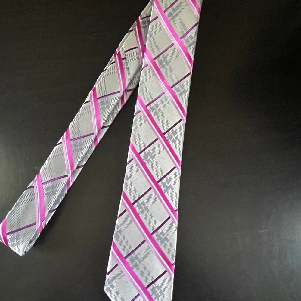 Madison Pink and Gray Plaid Men's Tie
